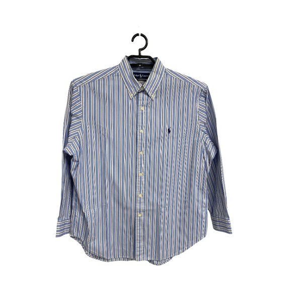 Ralph Lauren Men's Classic Fit Blue Striped Button Up Dress Shirt Size 16 -1/2 ( - Picture 7 of 7